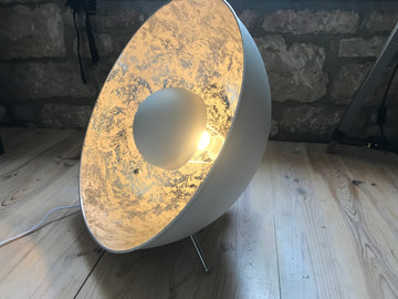 Medina Fortuny Style Floor Lamp-White/Silver